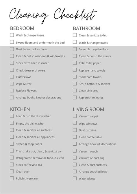 Airbnb Cleaning Checklist Printable